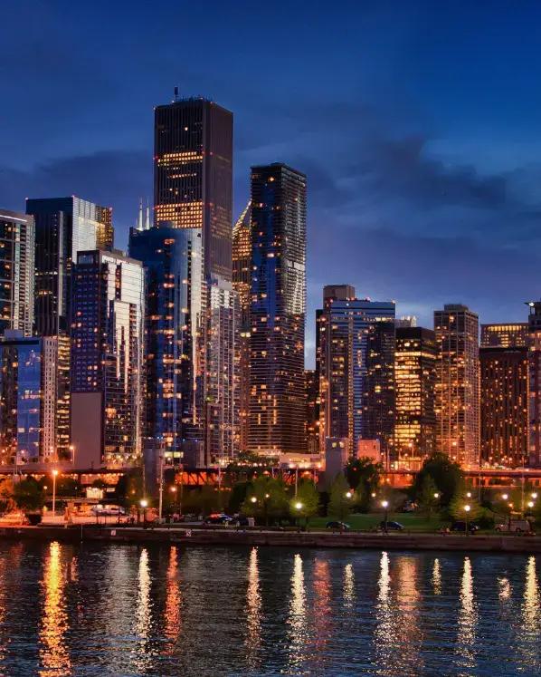 Chicago city town view with buildings