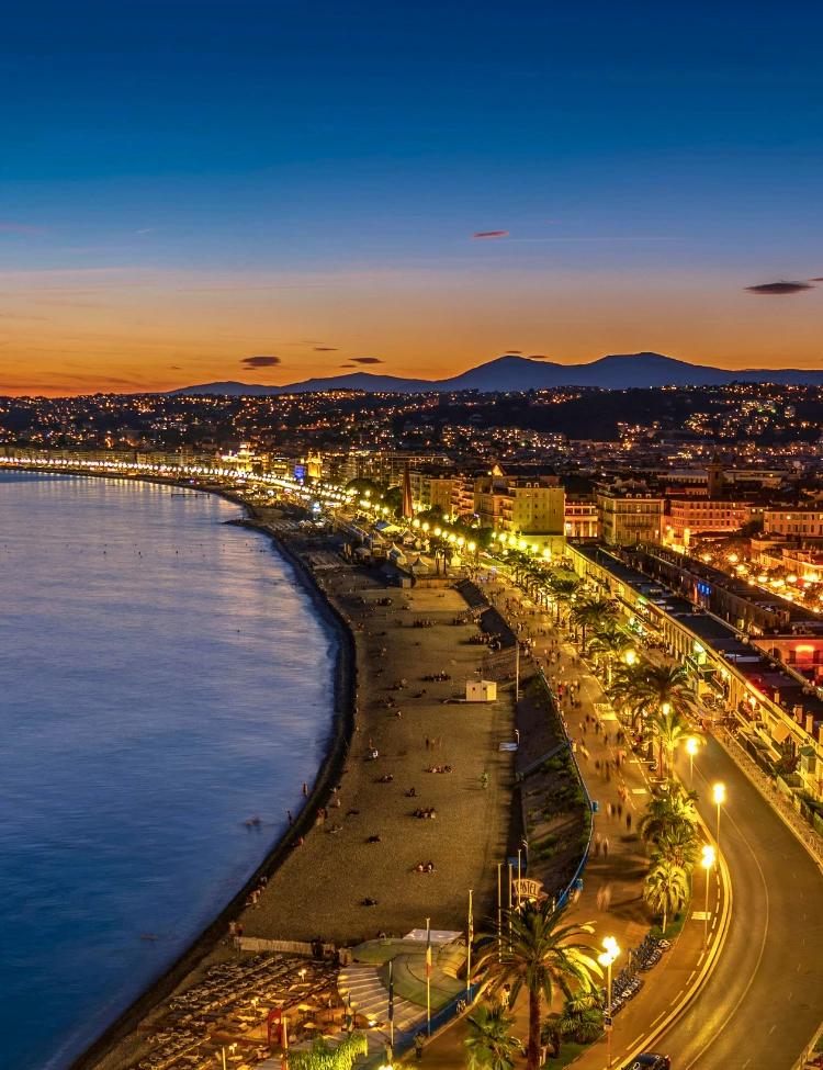 Aerial view of Nice city in the French Riviera.